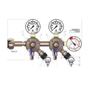 CO2 Regulator Oxyturbo 2-Way 2×0-80PSI Bottle Mount