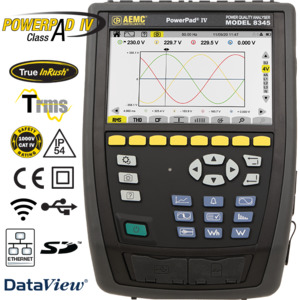 Products: AEMC – Class A PowerPad® IV Model 8345 with 4 x MA194-24-BK Sensors