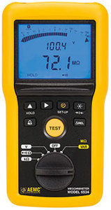 Insulation Testers: AEMC – 6536 – 100V Megohmmeter (Digital w/Analog Bargraph, Alarm, 20GΩ, Variable 10V to 100V, Ohm, Continuity, V, kΩ)