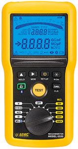 Insulation Testers: AEMC 6526 – 1000V Megohmmeter (Digital w/Analog Bargraph, Alarm, 200GΩ, 50V, 100V, 250V, 500V, 1000V, Ohm, Continuity, V, kΩ, Capacitance, Memory, Bluetooth w/DataView® Software)