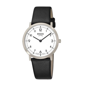 Boccia Titanium Women's Watch with Black Leather Strap - Pacific Time