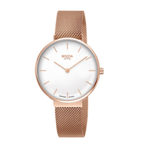 Boccia Pure Titanium Rose Gold Watch with Milanese Stainless Steel Strap - Pacific Time