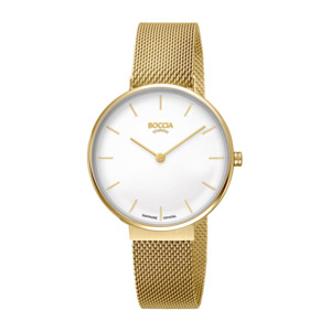Boccia Titanium Gold Plated Women's Watch with Milanese Stainless Steel Strap - Pacific Time
