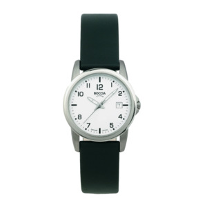 Products: Pure Titanium Silver Women's Watch with Black Leather Strap - Pacific Time