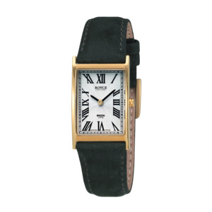 Pure Titanium, Gold Plated, Women's Watch with Black Leather Strap - Pacific Time