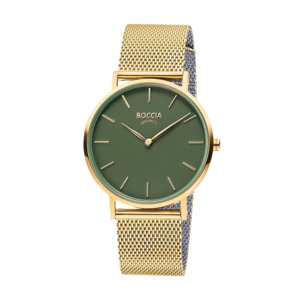 Pure Titanium Gold Plated Women's Watch with Green Clock Face - Pacific Time