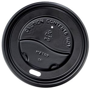Single Wall Hot Cups: PE Black Lids 90mm for Hot Cup 8 / 12 / 16oz 1000/ctn