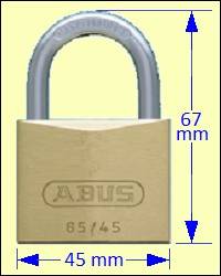 Series 65 Padlocks: ABUS 65/45 Brass Padlock 25 mm Shackle