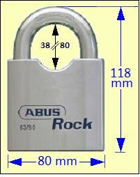 Series 83 Padlocks: ABUS 83/80 “Rock” Chrome-plated Solid Steel Padlock