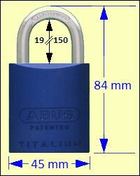 ABUS 83AL/45B Blue Titalium Padlock