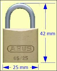 ABUS 65/25 Brass Padlock 13.5mm Shackle