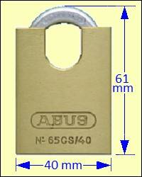 Series 65 Padlocks: ABUS 65CS/40 Closed Shackle Brass Padlock