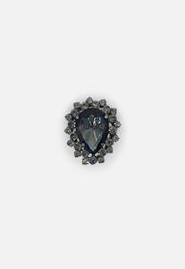 Teardrop Grey Diamante Brooch
