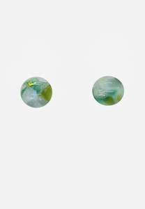 Handblown Glass Earrings: Handblown Glass - Light Green Metallic