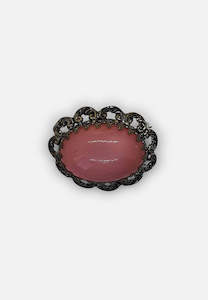 Rose-colored Stone Brooch
