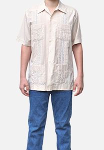Menswear: Beige Cubano Man Guayabera