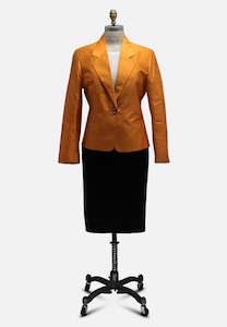 Jackets Coats: Elegant Tangelo Silk Jacket - DESIGNER