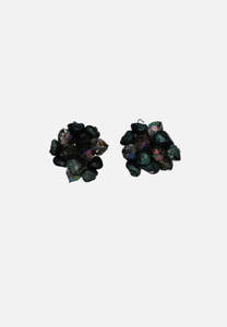 Home Page: Mid-century Teal Bead Cluster Clip-On Earrings 'VIP'