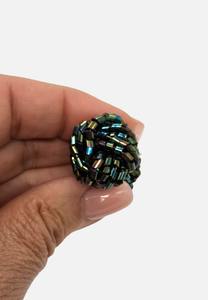 Home Page: Iridescent Bugle Bead Dome Clip-On Earrings 'VIP'