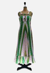 Green Festival Stripe Maxi Dress 1970