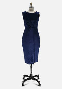 Slinky Blue Retro Velvet Dress