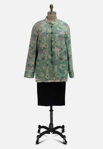 Jackets Coats: Le Canari Sage Green Chinoiserie Frog Closure Jacket