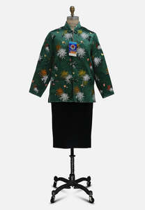 Emerald Chinoiserie Silk Wadding Reversible Padded Jacket