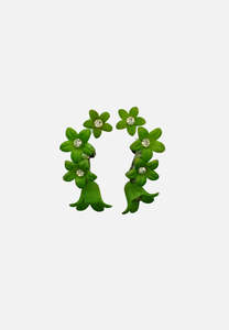 Green Floral Vintage Cuff Style Earrings