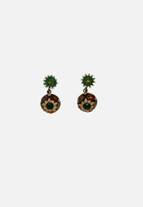 Emerald Meenakari Hand-Painted 1960s Drop Earrings