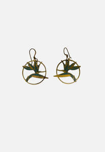 Bird of Paradise Enamel Drop Earrings