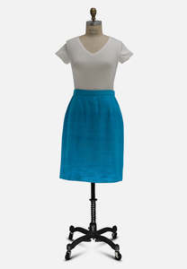 London Affair Teal Silk Blend Vintage Pencil Skirt