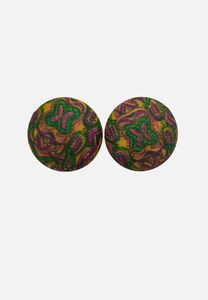Vintage Patterned Round Clip On Earrings