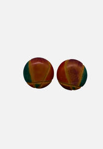 Vintage Colour-Block Wooden Clip-On Earrings