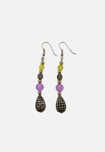Lime Sorbet & Lilac Drop Vintage Earrings