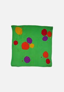 Pierre Cardin Paris Large Silk Vintage Scarf in Emerald Green with Abstract Pop Art Dots
