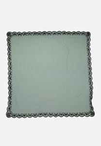 Sheer Green Scalloped Border Vintage Scarf