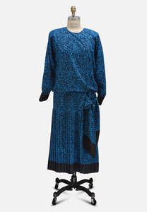 Dresses: Authentic Vintage Mr Moz Cobalt Blue & Black Zebra Print Midi Dress