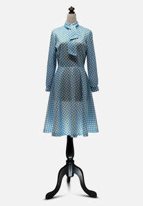 Authentic Vintage Duck Egg Blue Polka Dot Fit and Flare Dress | 1960s Easy Care &hellip;