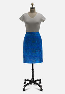 Skirts: Authentic Vintage Blue Teal Story Print Silk Midi Skirt