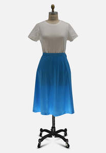 Authentic Vintage Cerulean Teal Blue Easy Care A-Line Midi Skirt