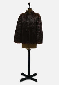 Jackets Coats: Authentic Vintage Fur Jacket Coat in Deep Chocolate Brown