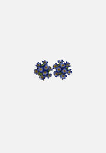 Hand-Painted Porcelain Forget-Me-Not Cluster Screwback Earrings in Cornflower Blue