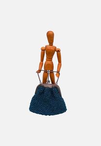 Teal Lurex Kisslock Handbag