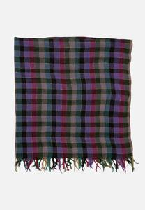 Cotton Lurex Blend Check 1970s Fringed Scarf 'VIP'