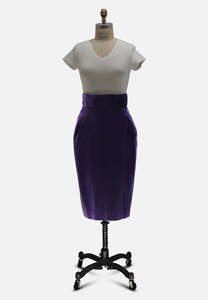 Skirts: Knowledge of the Hand Deep Violet Cotton Velvet Pencil Skirt
