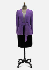 Jackets Coats: Bruce Berry Purple Crepe Belted Jacket