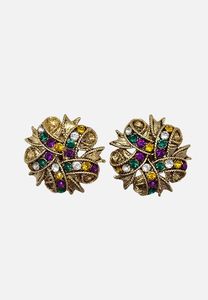 Luxe Eventwear: 1980s Gold Leaf Diamanté Cluster Clip-On Earrings 'VIP'