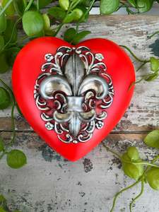 Hearts: Wall heart Red Fleur de Lys