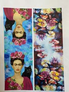 Scarves: Frida Pastel Blue and Cat Scarf & Artwork I The Villa Collection