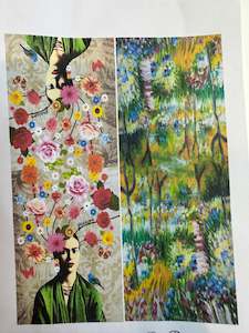 Scarves: Frida Latte Flowers Scarf & Artwork I The Villa Collection